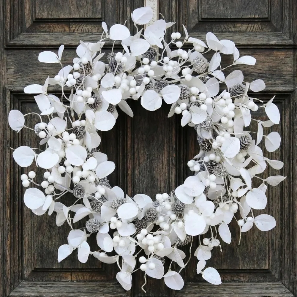 Handmade Winter Wreath Indoor or Outdoor Decor Pinecones Berries Eucalyptus